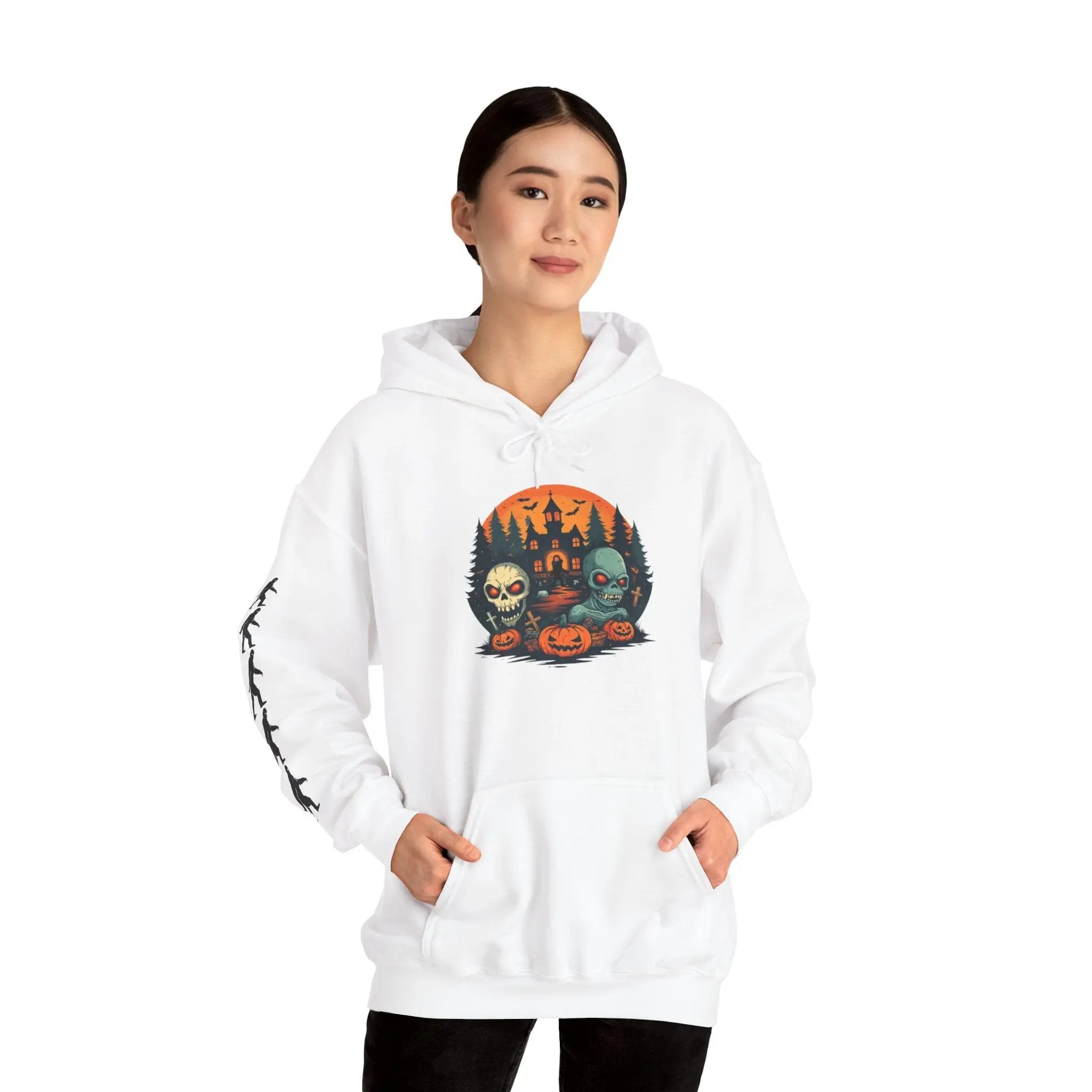 Halloween Hooded Sweatshirt – Unisex Heavy Blend™ Hoodie, Spooky Costume & Cozy Fall Layer, Gift for Halloween Lovers Printify