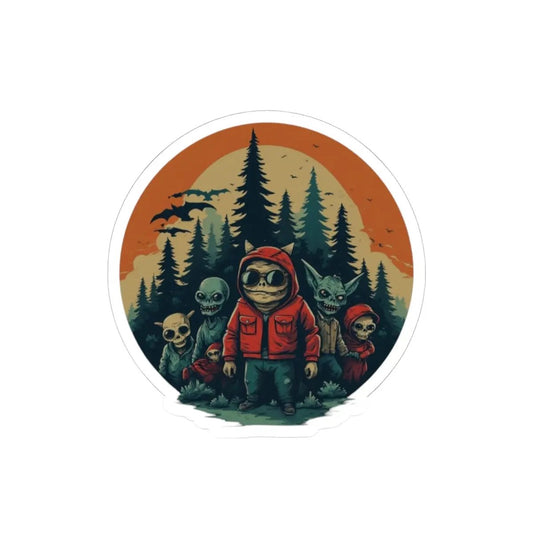 Spooky Adventure Kiss-Cut Stickers – Halloween Laptop, Journal & Window Stickers, Fun Gifts for Horror & Outdoor Lovers Printify