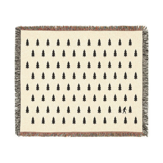 Bigfoot Woven Blanket – 100% Cotton Cozy Cryptid Throw by Squatch Wear | Sasquatch Home Décor Gift Printify