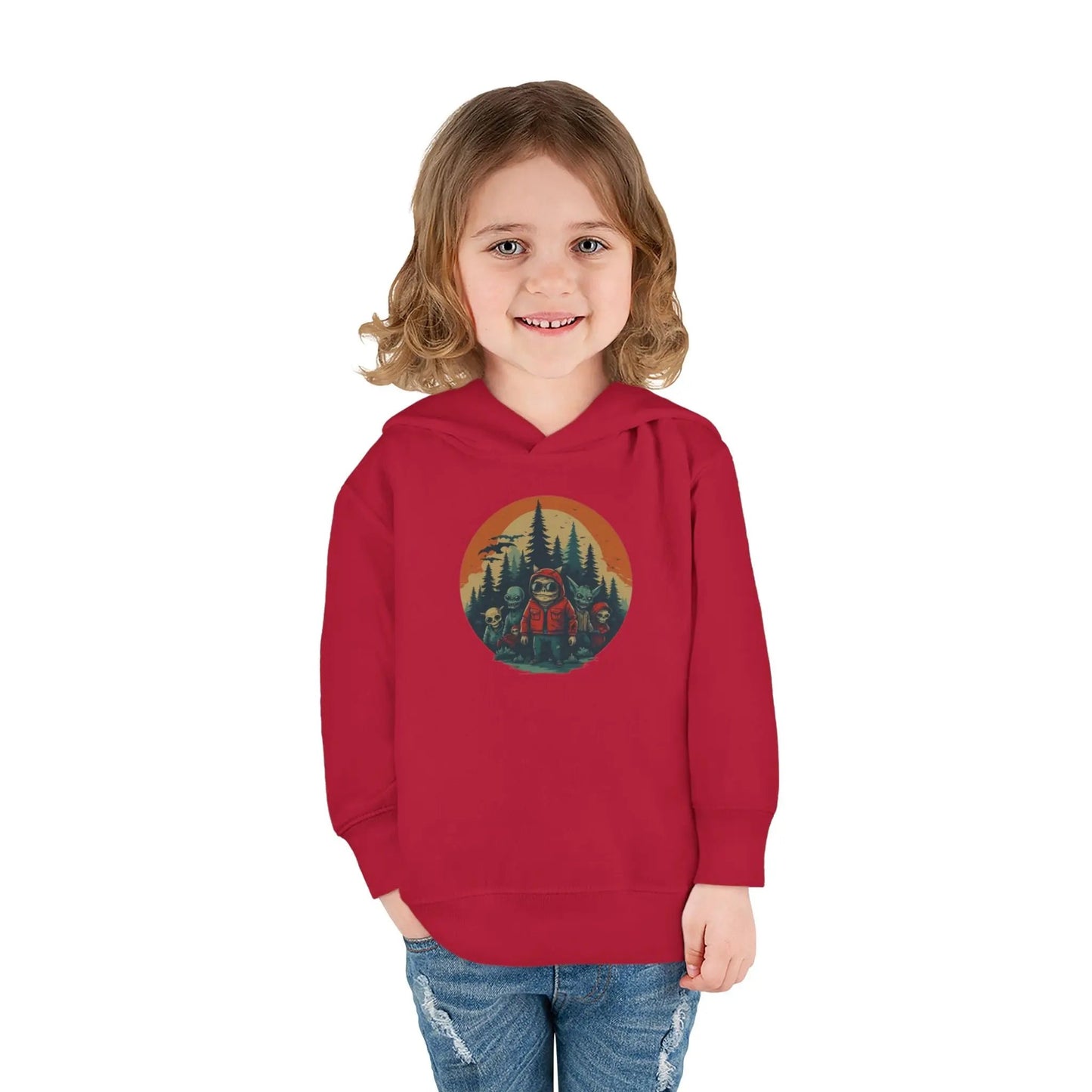 Adventure-Ready Toddler Pullover Fleece Hoodie – Cozy Kids Hoodie, Camping-Themed Gift, Fall/Winter Toddler Apparel Printify