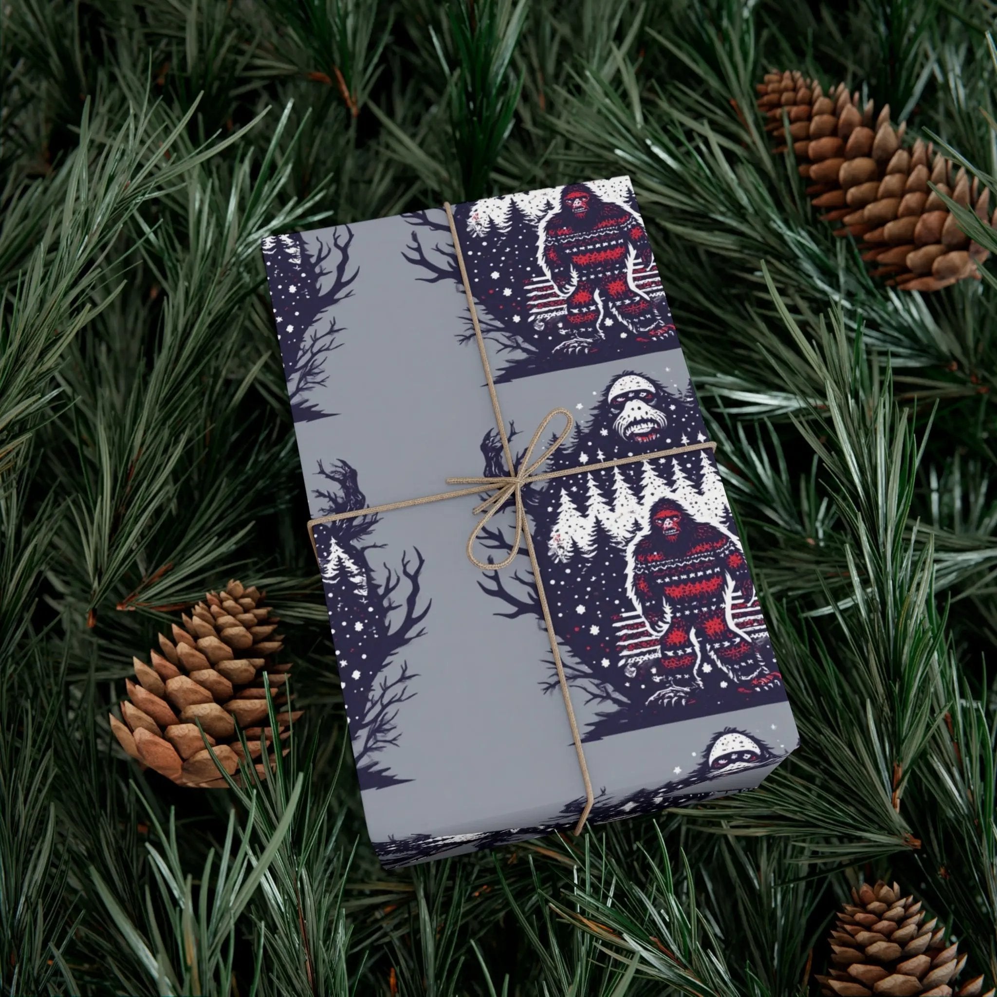 Cozy Bigfoot Gift Wrap Papers – Unique Eco-Friendly Wrapping for Nature Lovers, Holidays & Celebrations Printify