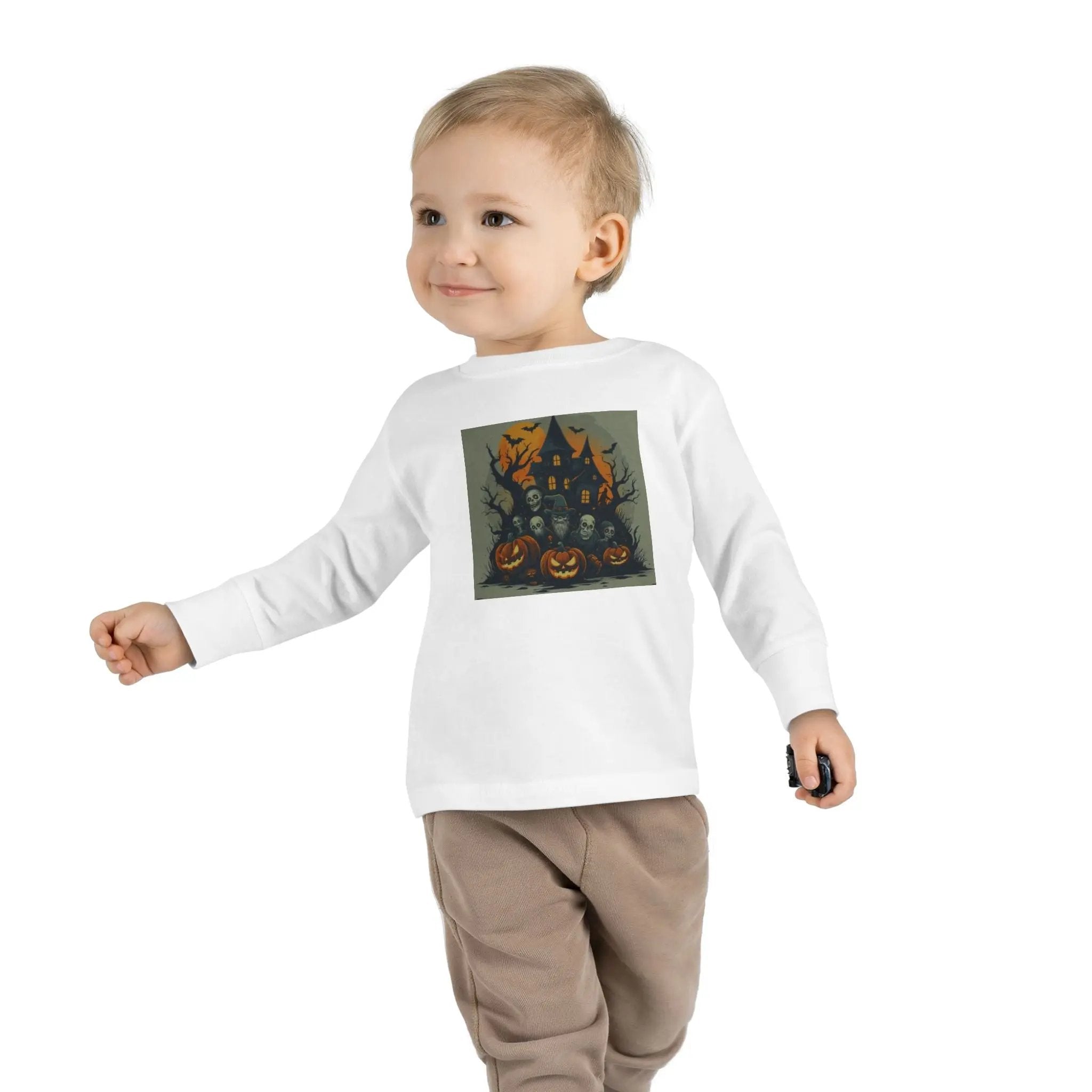 Toddler Halloween Long Sleeve Tee – Spooky Ghosts, Cute Pumpkin Shirt, Costume & Fall Outfit, Kids Party Wear Printify