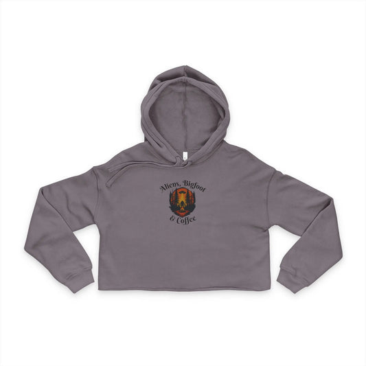 Aliens, Bigfoot and Coffee Cozy Women's Cropped Hoodie - Squatch Wear