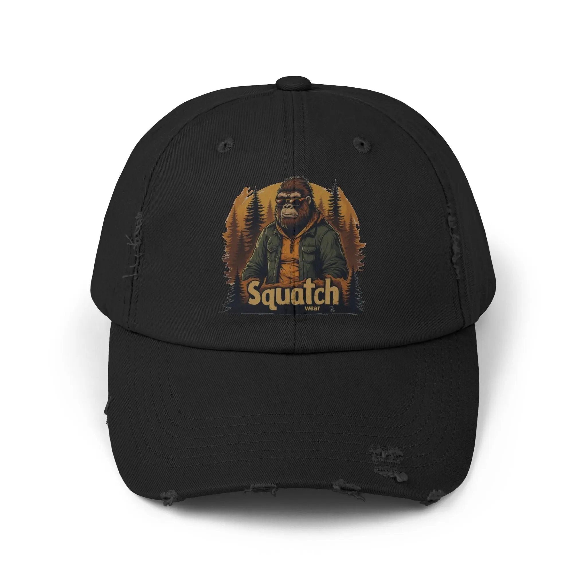 Unisex Distressed Squatch Cap – Casual Outdoor Hat for Hiking, Camping & Festivals - Squatch Wear