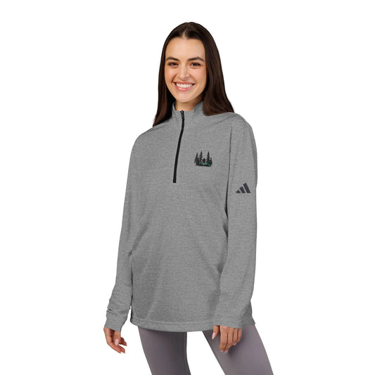 Embroidered Forest Quarter-Zip Pullover — adidas® Performance Long Sleeve Printify