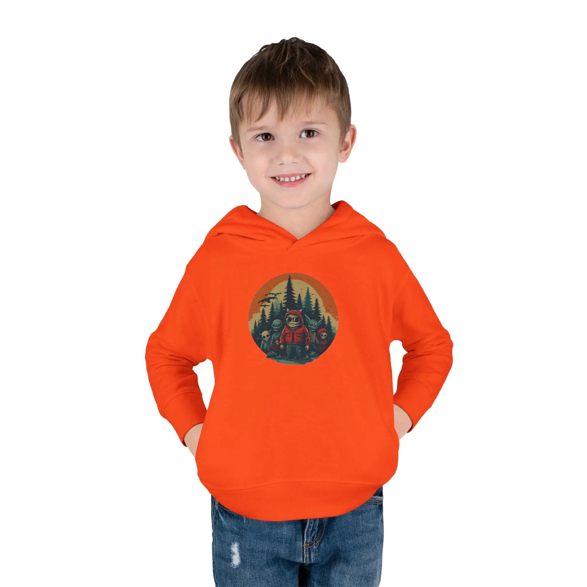 Adventure-Ready Toddler Pullover Fleece Hoodie – Cozy Kids Hoodie, Camping-Themed Gift, Fall/Winter Toddler Apparel Printify