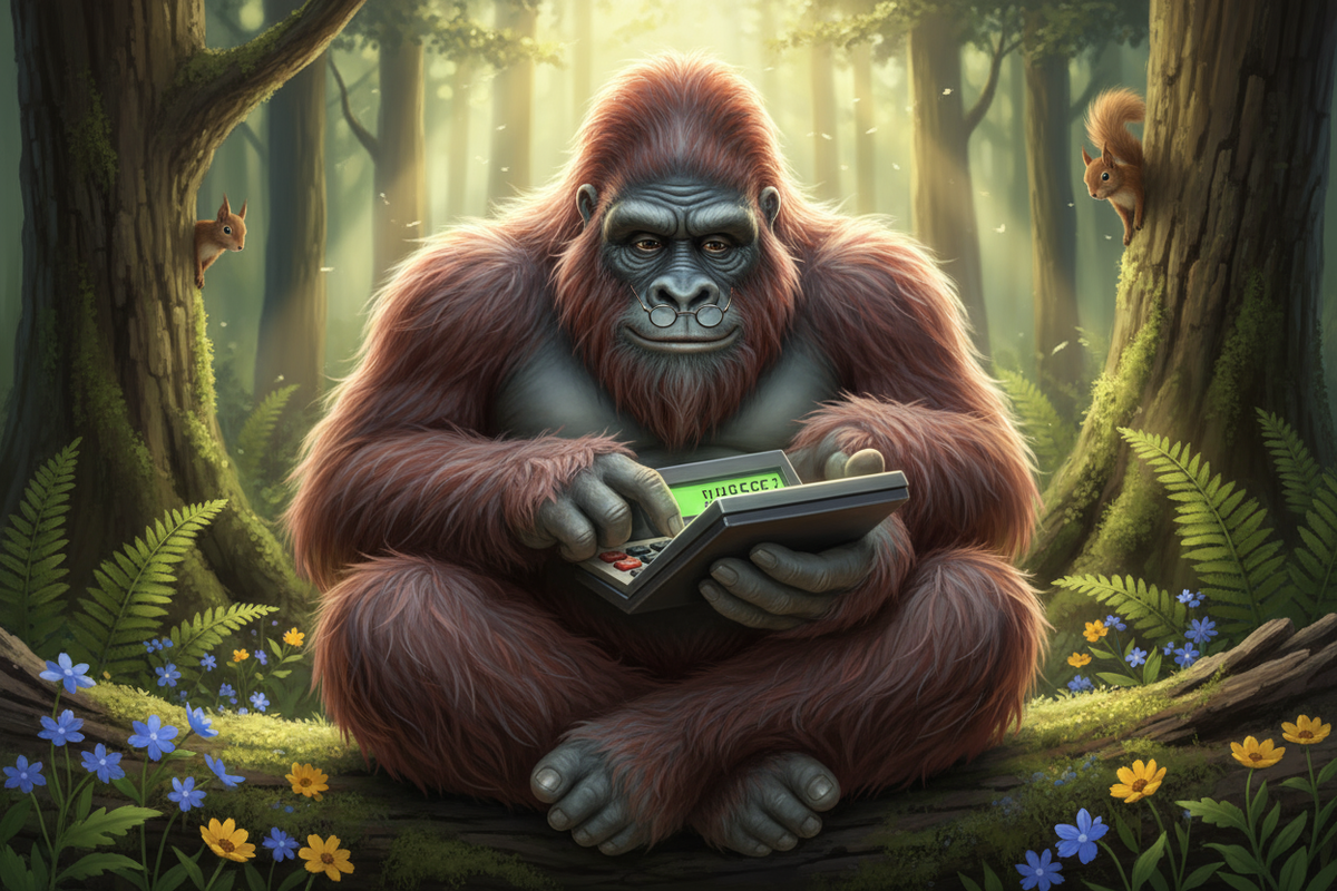 bigfoot with a calculator