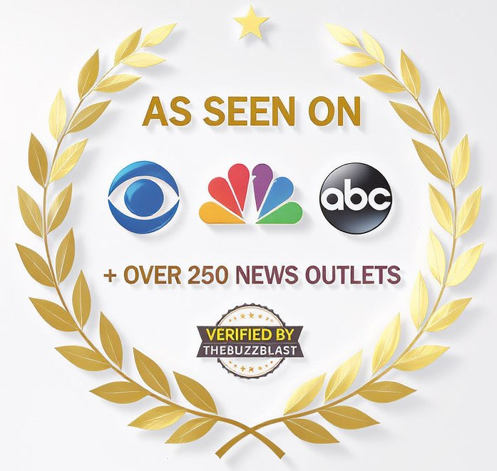Logo with 'As Seen On' text and NBC, ABC logos on a white background