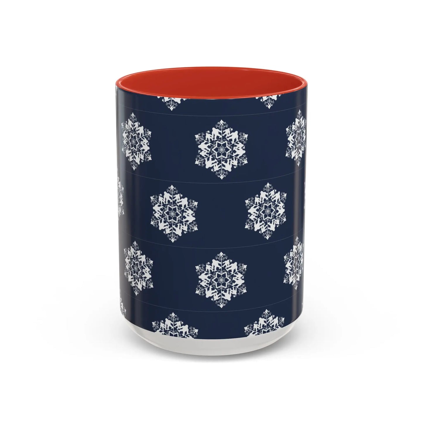 Bigfoot Snowflake Accent Coffee Mug – Navy Holiday Ceramic Cup (11oz/15oz) Printify