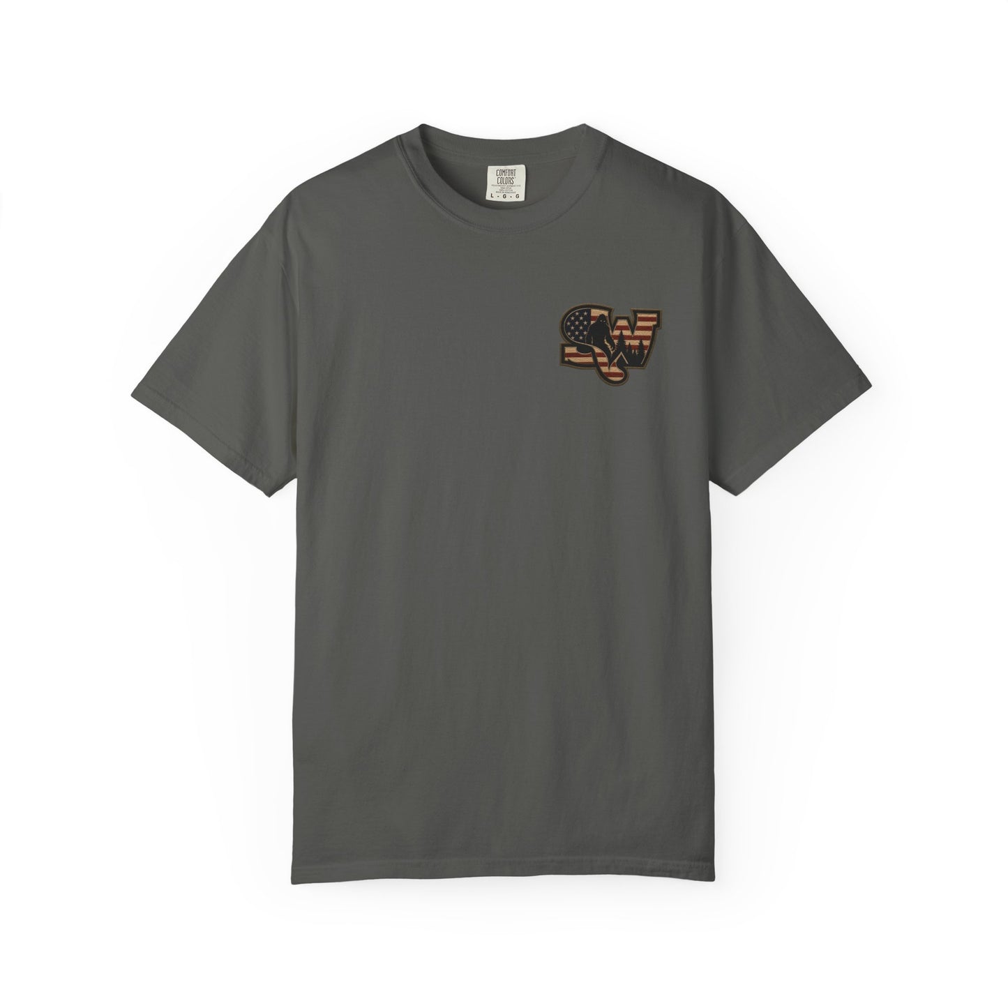 Patriotic Bigfoot Flag T-Shirt — American Sasquatch Graphic Tee