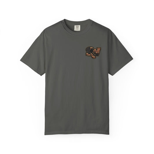 Patriotic Bigfoot Flag T-Shirt — American Sasquatch Graphic Tee