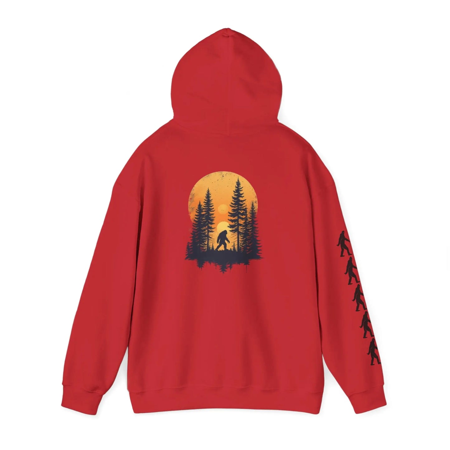 Bigfoot Forest Hoodie — Sasquatch Silhouette Sunset Pullover