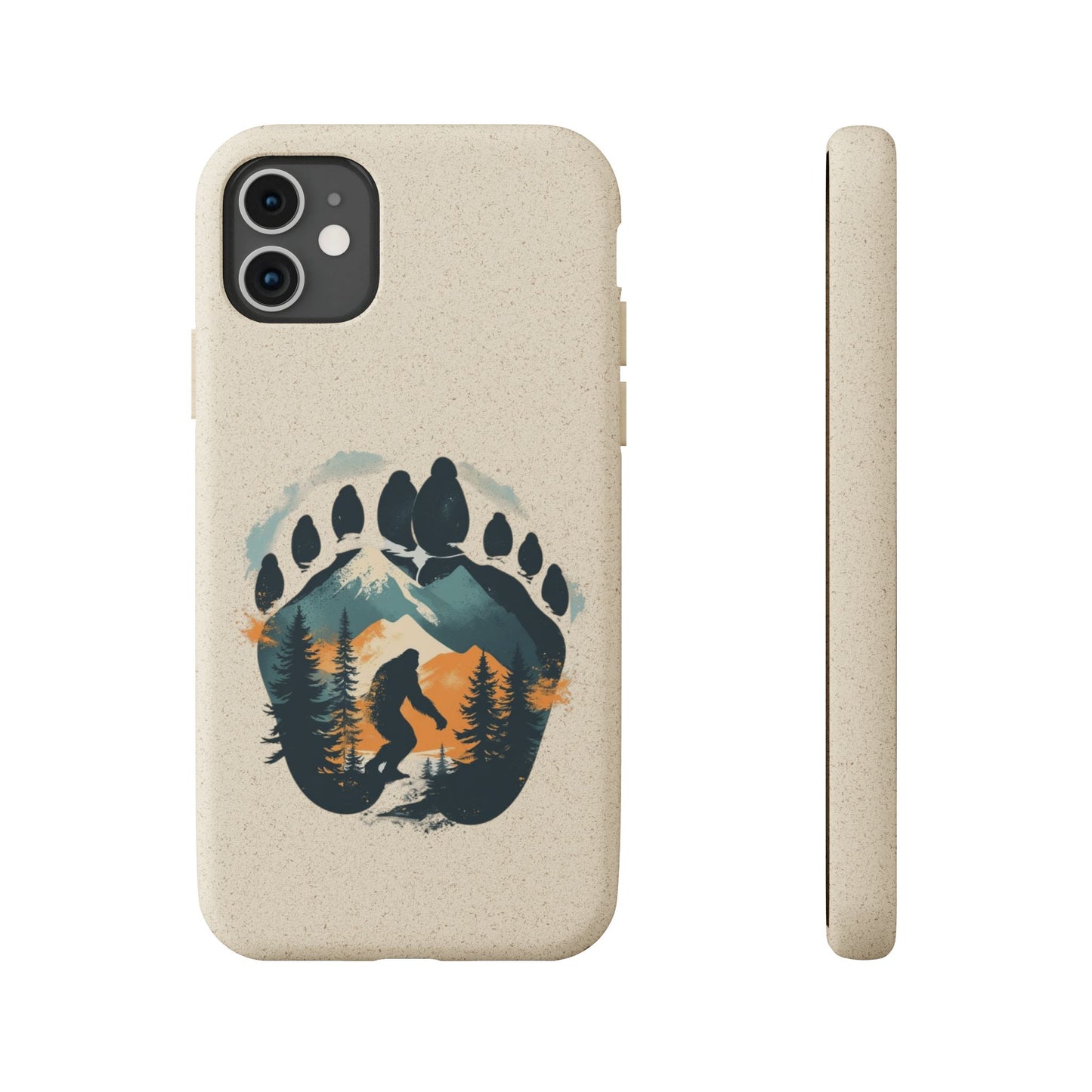 Bigfoot Print Phone Case – Compostable PLA & Bamboo Forest Design Printify