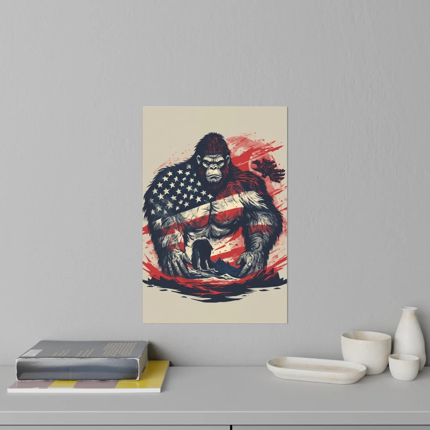 Patriotic Bigfoot Wall Decal Printify
