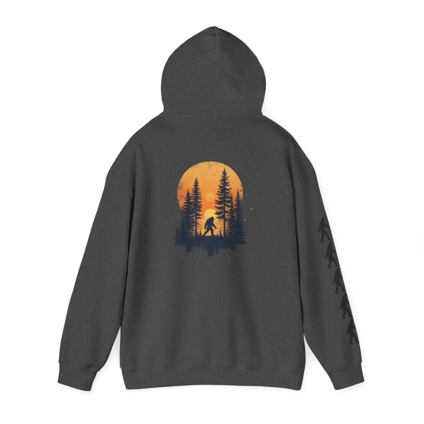 Bigfoot Forest Hoodie — Sasquatch Silhouette Sunset Pullover Printify