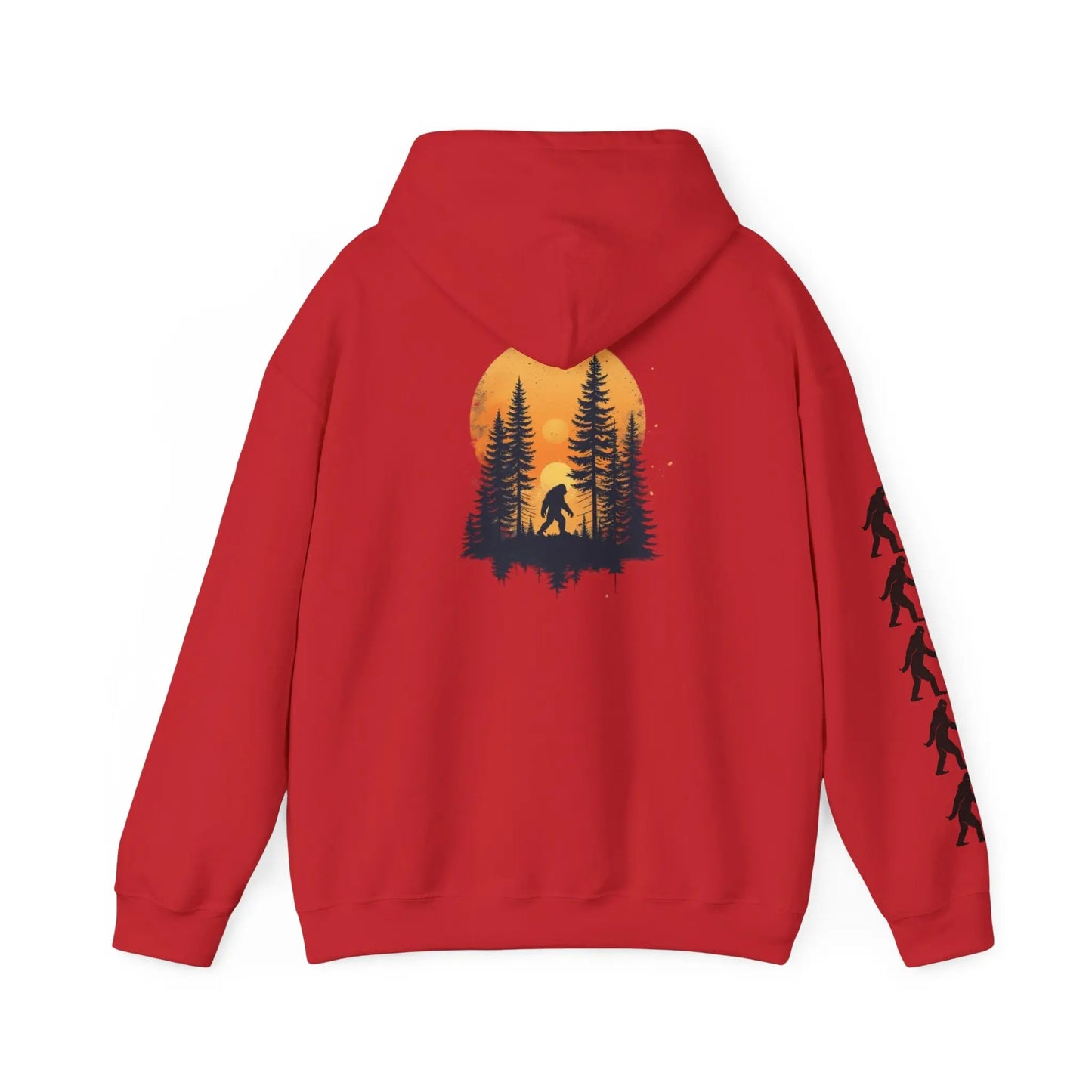 Bigfoot Forest Hoodie — Sasquatch Silhouette Sunset Pullover Printify