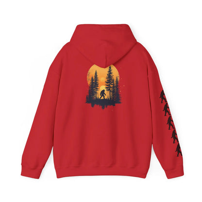Bigfoot Forest Hoodie — Sasquatch Silhouette Sunset Pullover Printify