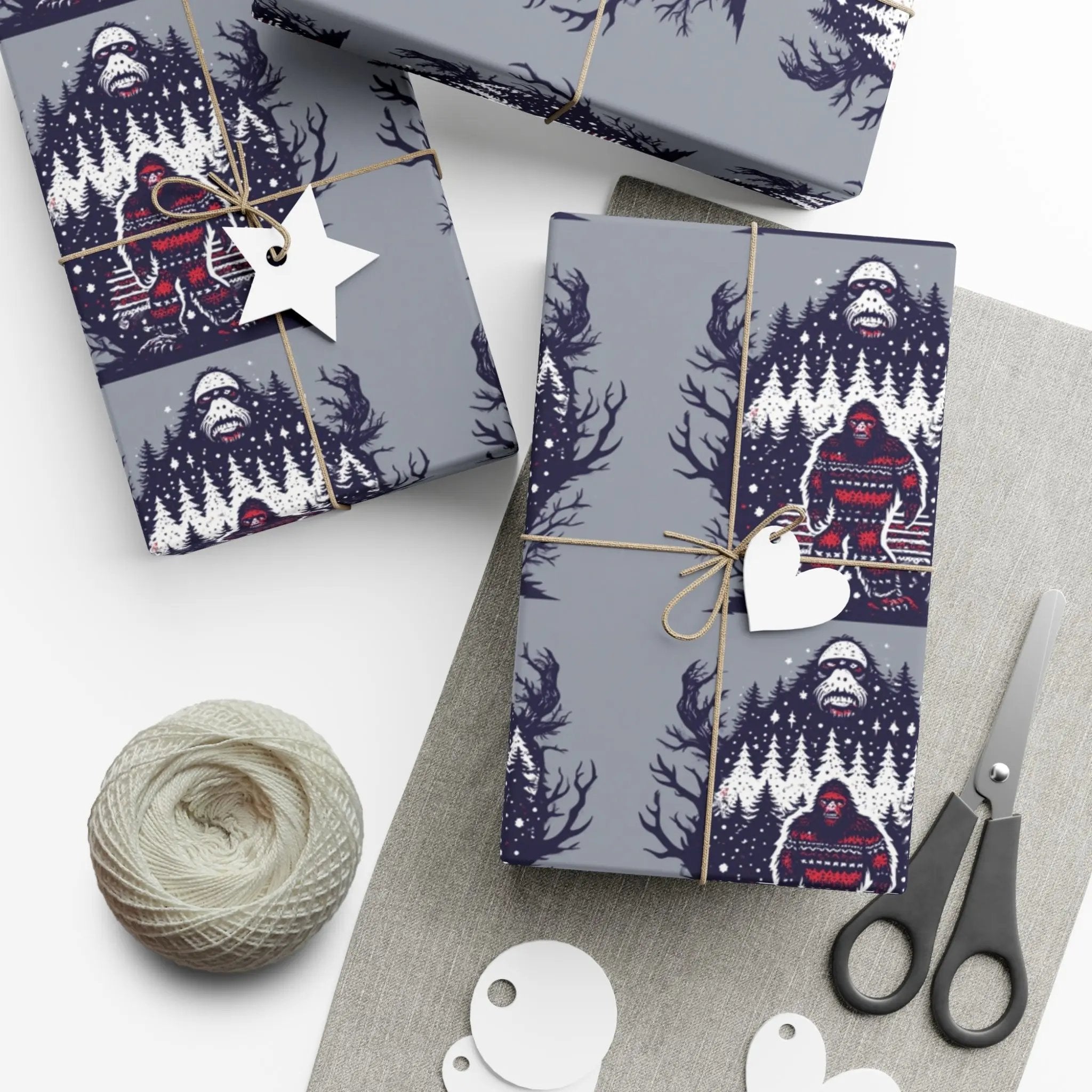 Cozy Bigfoot Gift Wrap Papers – Unique Eco-Friendly Wrapping for Nature Lovers, Holidays & Celebrations Printify