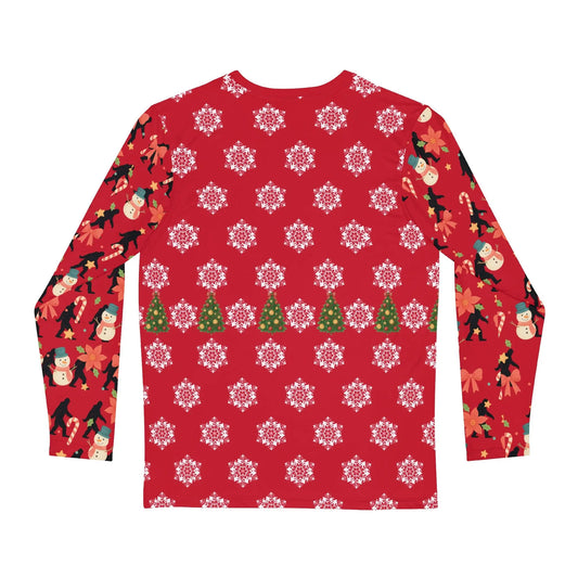 Christmas Snowman Long Sleeve Shirt — Festive Red Holiday Tee Printify