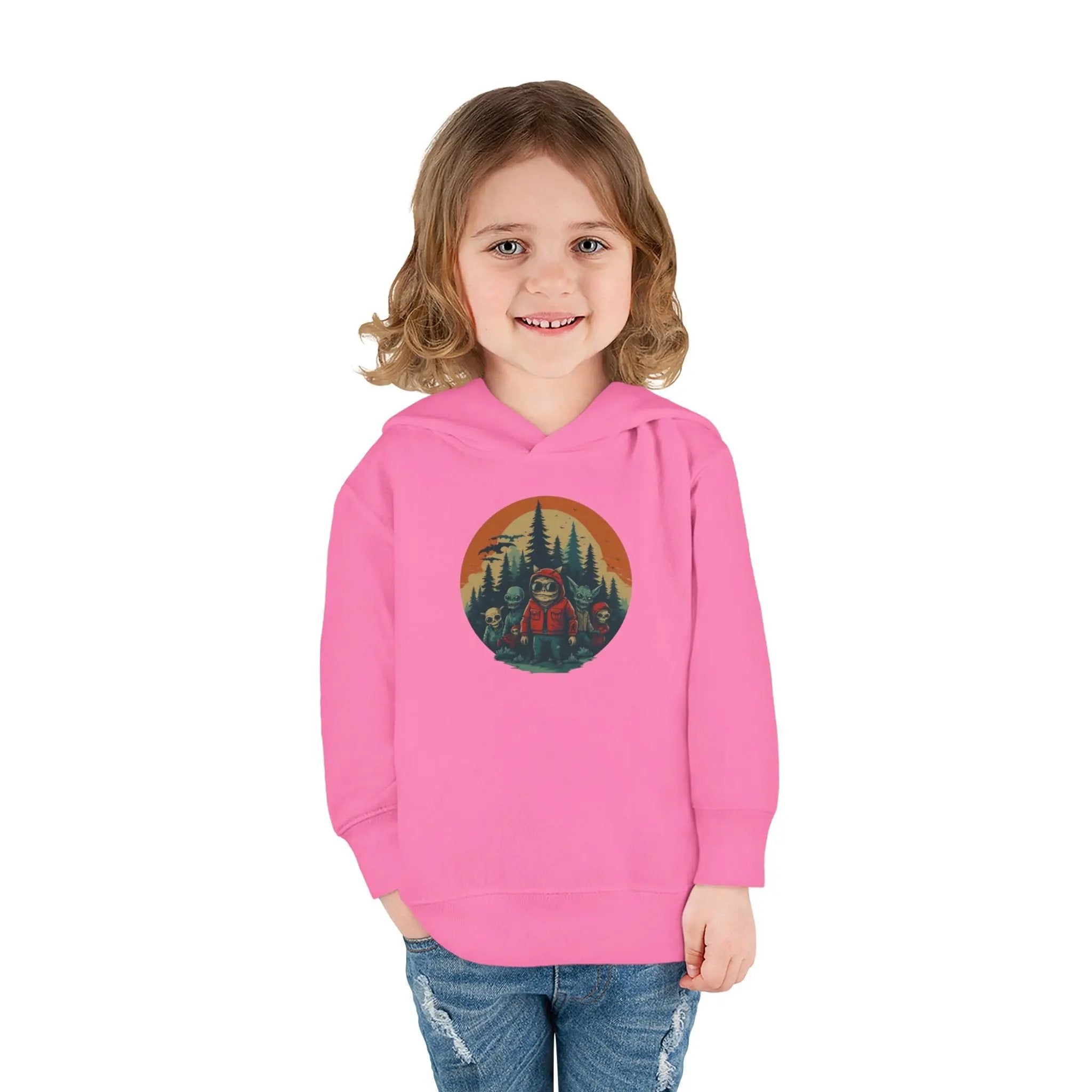 Adventure-Ready Toddler Pullover Fleece Hoodie – Cozy Kids Hoodie, Camping-Themed Gift, Fall/Winter Toddler Apparel Printify