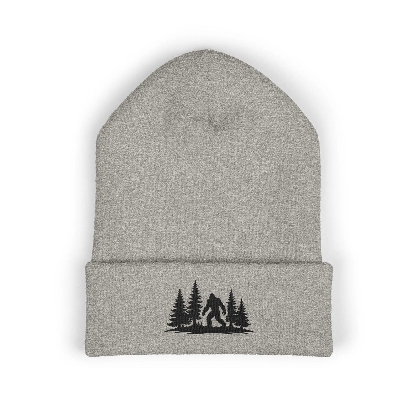 Embroidered Mountain & Pine Trees Cuffed Beanie
