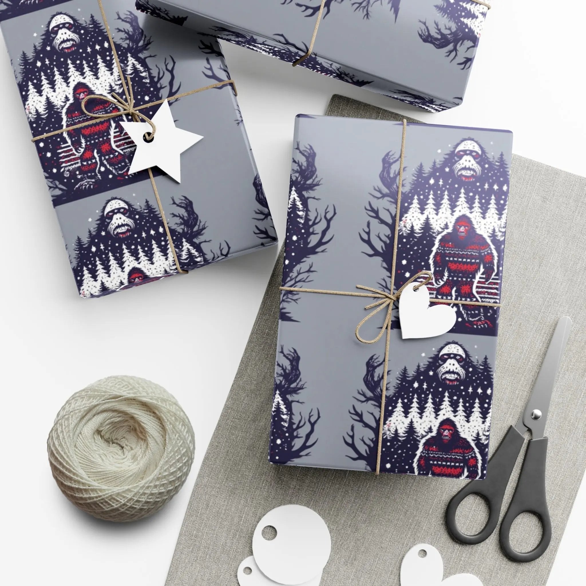 Cozy Bigfoot Gift Wrap Papers – Unique Eco-Friendly Wrapping for Nature Lovers, Holidays & Celebrations Printify