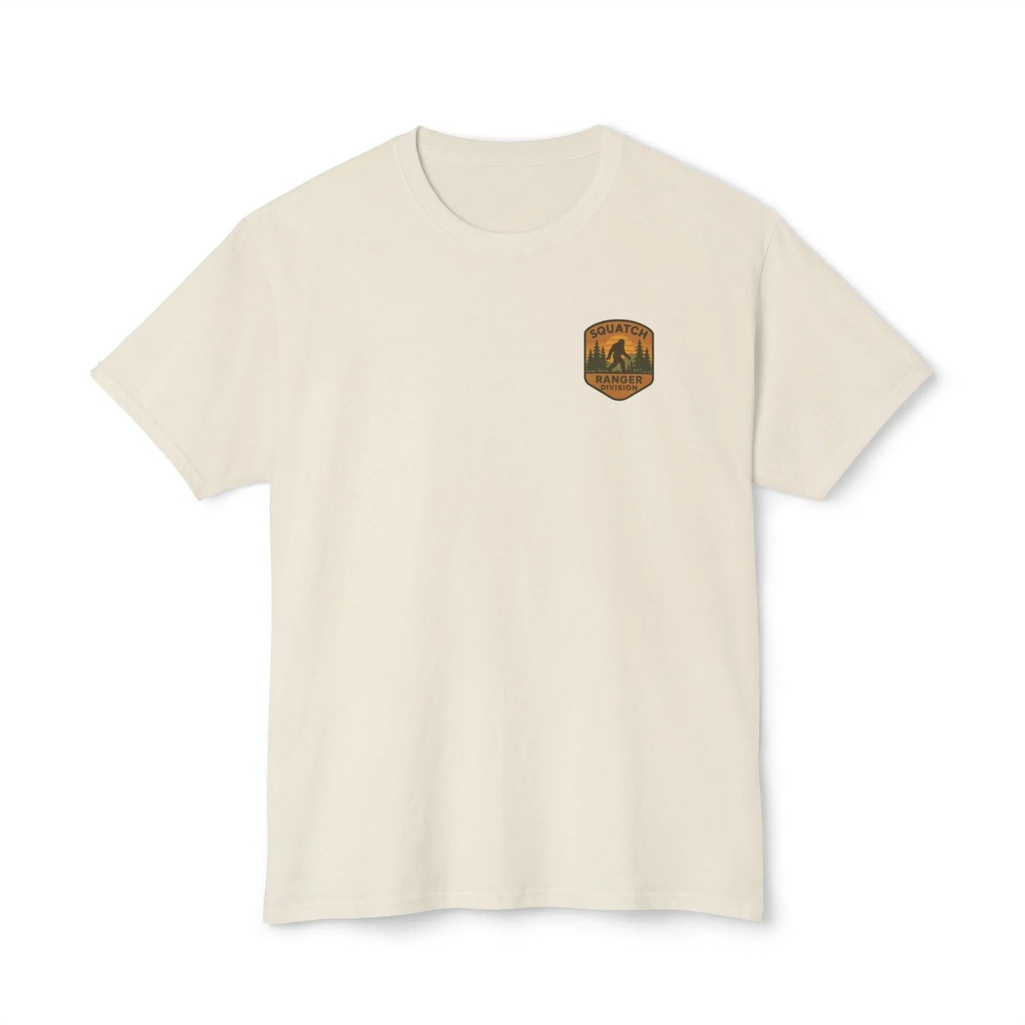 Adventure Patch T-Shirt — Vintage Mountain Forest Logo Tee | Outdoors Lifestyle Shirt