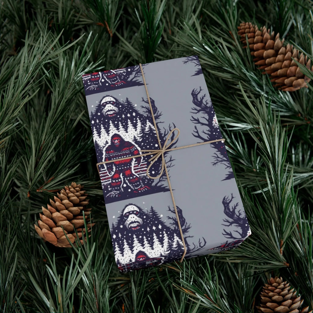Cozy Bigfoot Gift Wrap Papers – Unique Eco-Friendly Wrapping for Nature Lovers, Holidays & Celebrations Printify
