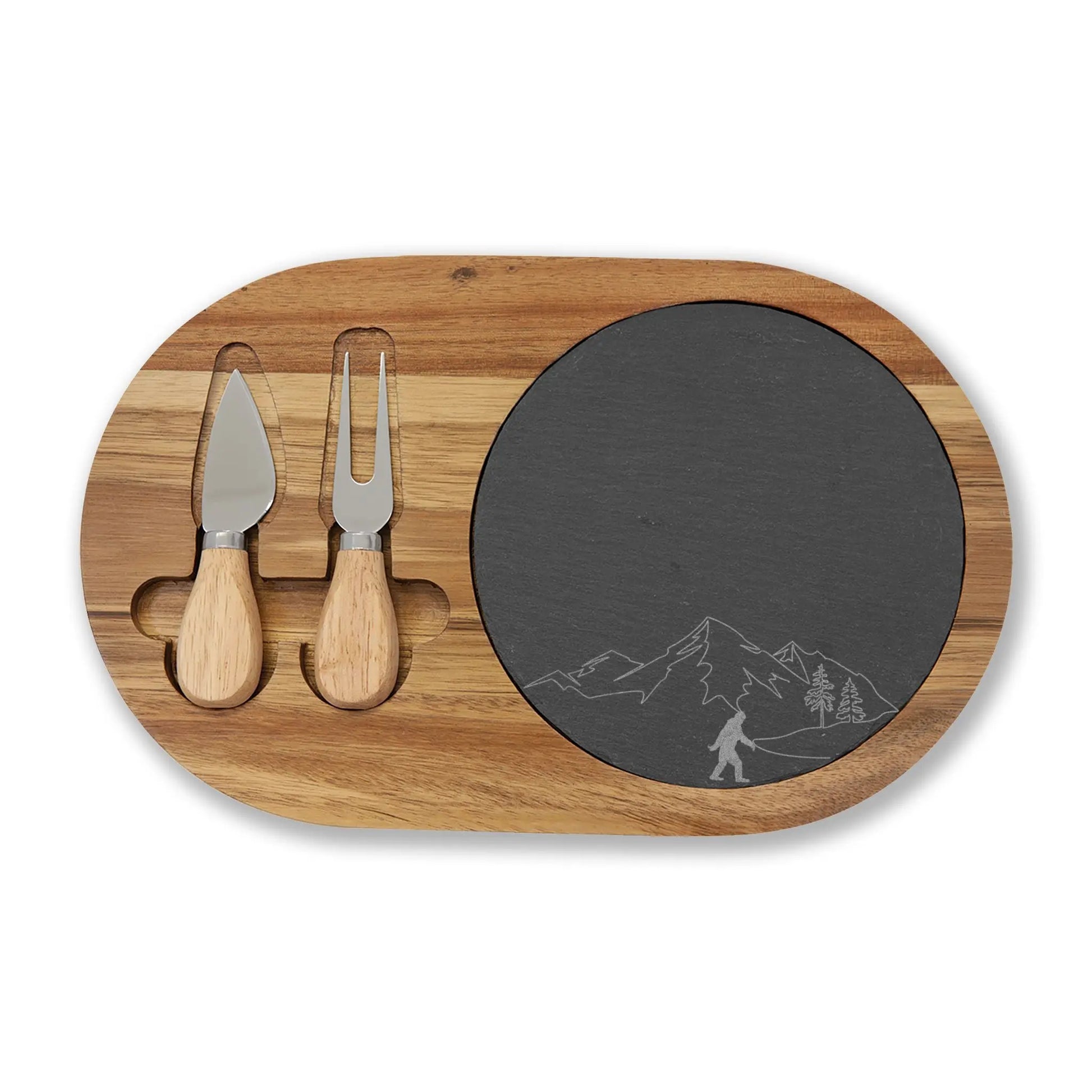 Engraved Acacia & Slate Charcuterie Board – Mountain Design Printify