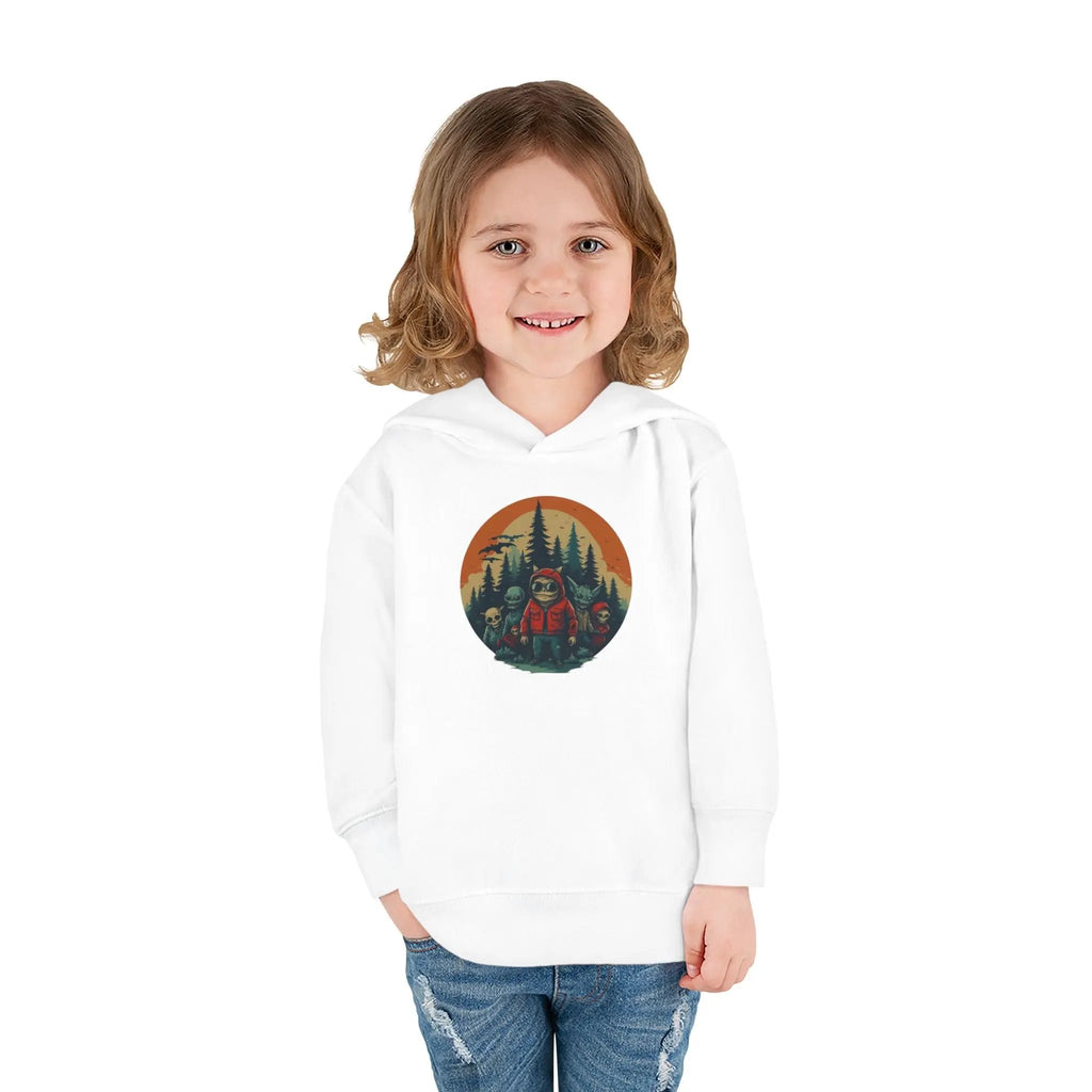 Adventure-Ready Toddler Pullover Fleece Hoodie – Cozy Kids Hoodie, Camping-Themed Gift, Fall/Winter Toddler Apparel Printify