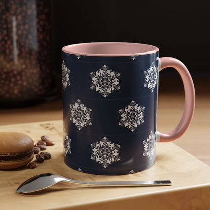Bigfoot Snowflake Accent Coffee Mug – Navy Holiday Ceramic Cup (11oz/15oz) Printify