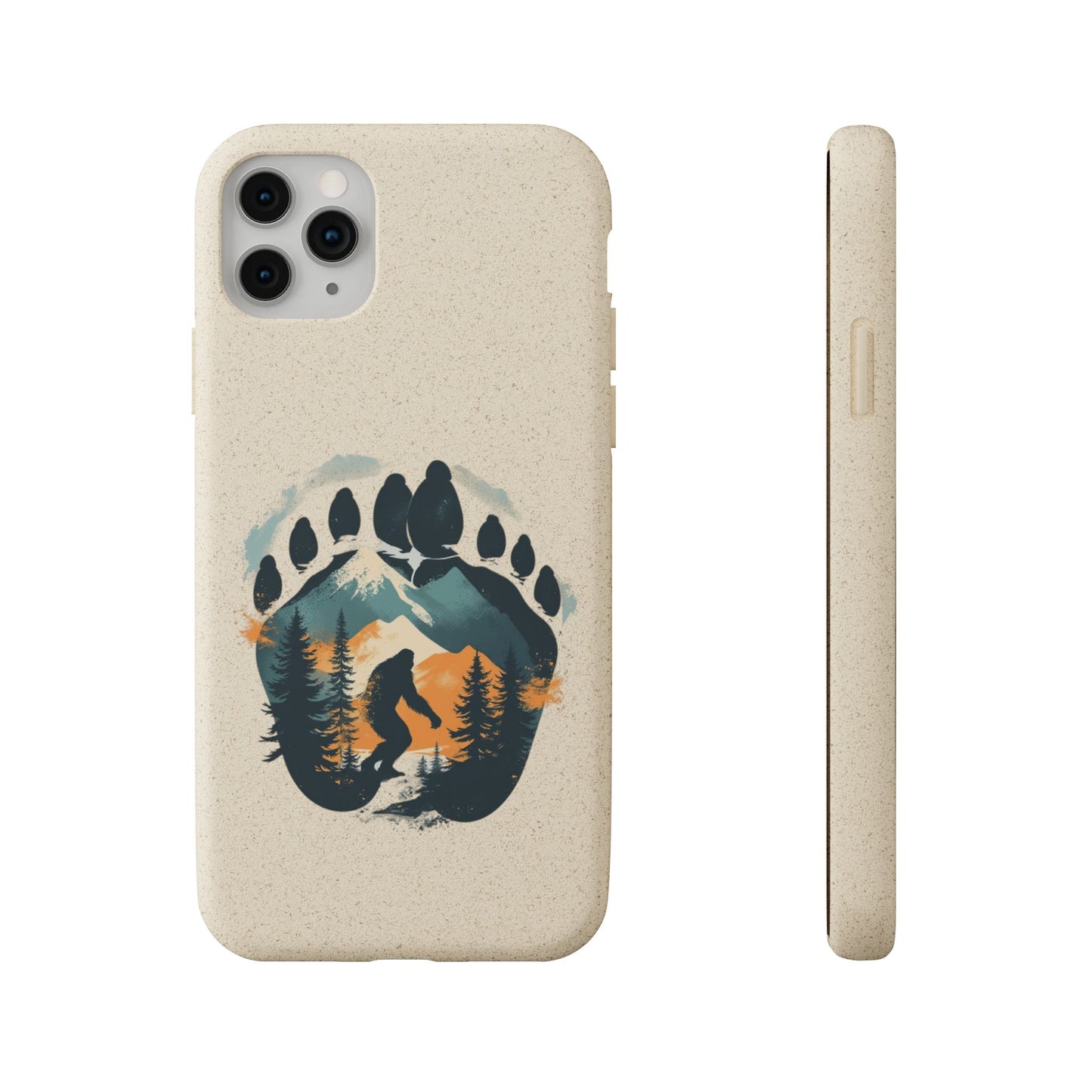 Bigfoot Print Phone Case – Compostable PLA & Bamboo Forest Design Printify