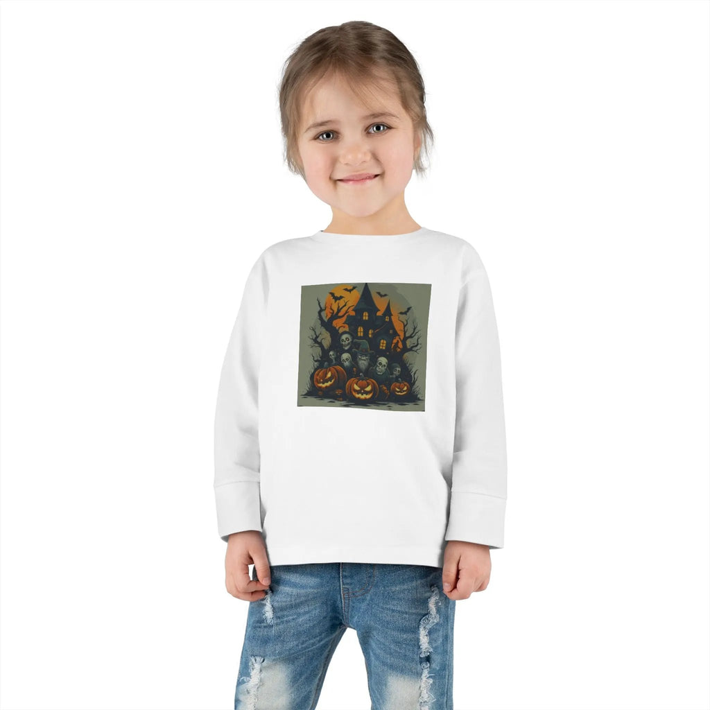 Toddler Halloween Long Sleeve Tee – Spooky Ghosts, Cute Pumpkin Shirt, Costume & Fall Outfit, Kids Party Wear Printify
