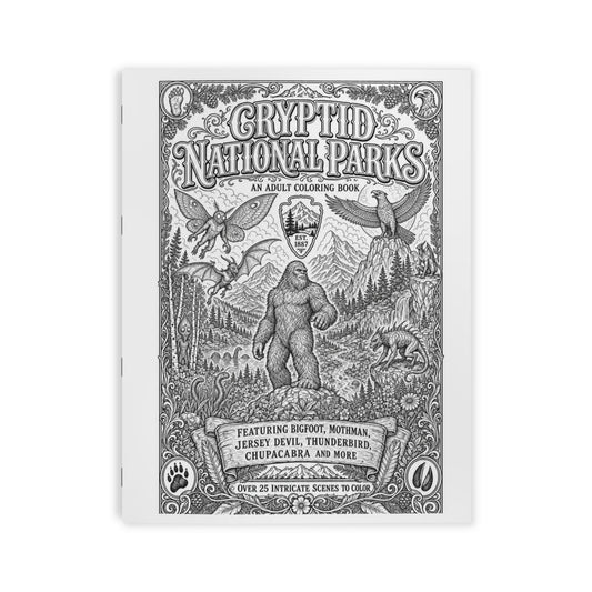 Cryptid National Parks Adult Coloring Book | Bigfoot, Mothman & Legendary Creatures
