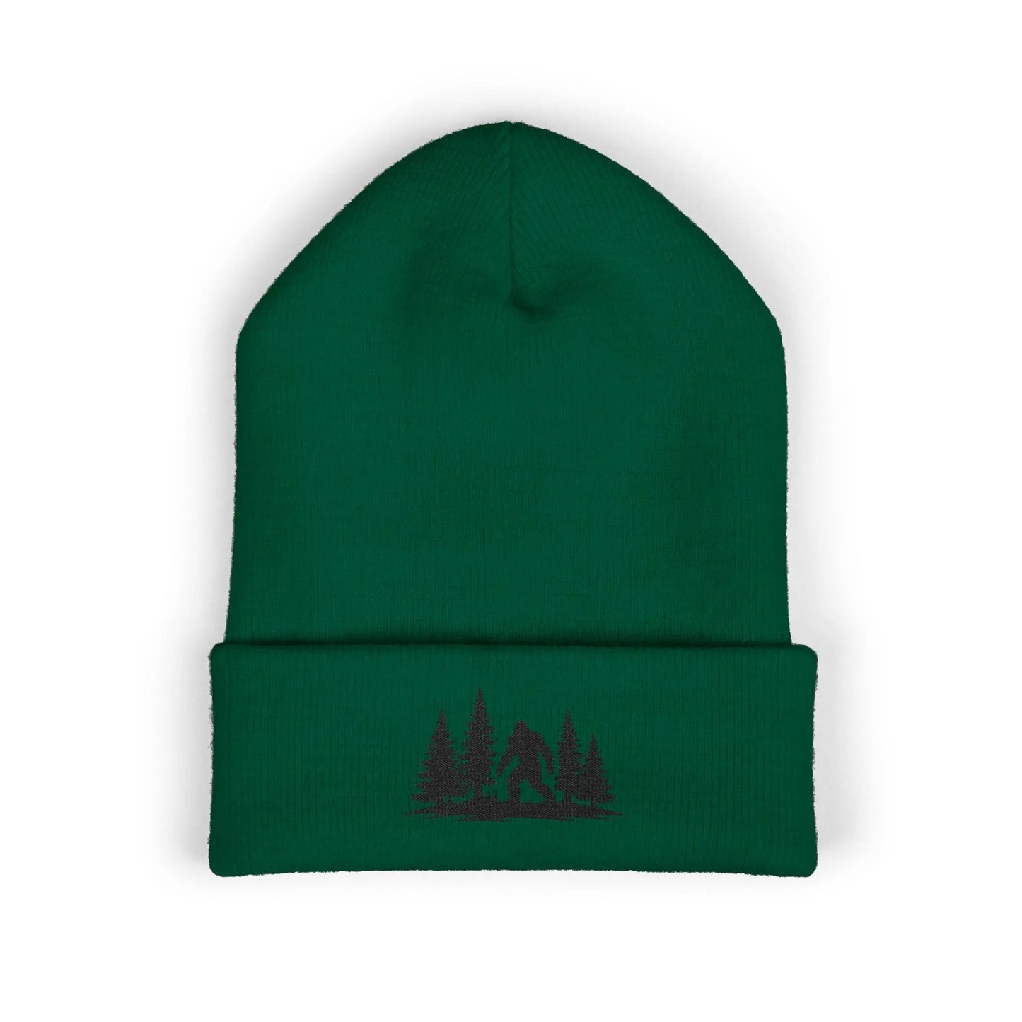 Embroidered Mountain & Pine Trees Cuffed Beanie