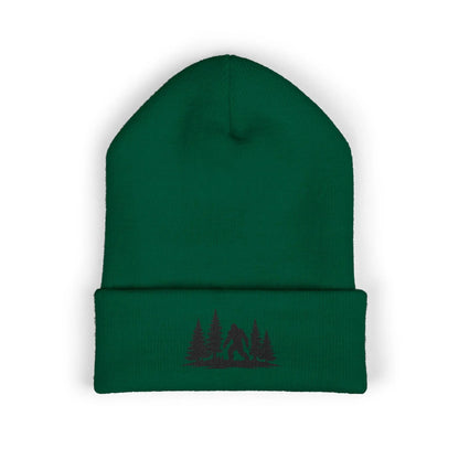 Embroidered Mountain & Pine Trees Cuffed Beanie