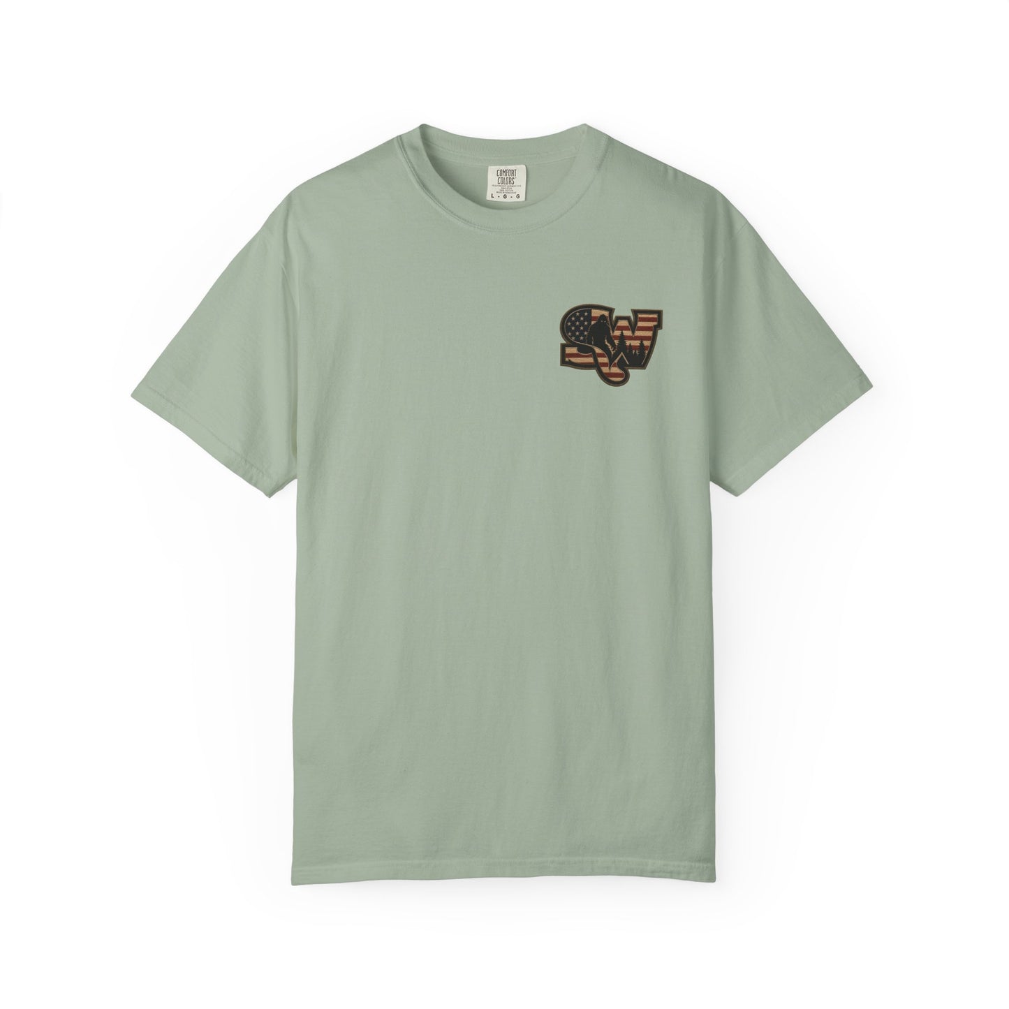 Patriotic Bigfoot Flag T-Shirt — American Sasquatch Graphic Tee