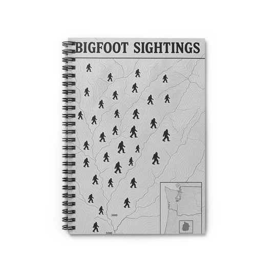 Oregon Bigfoot Sightings Spiral Notebook — Ruled Journal for Cryptid Hunters & Outdoor Notes Printify
