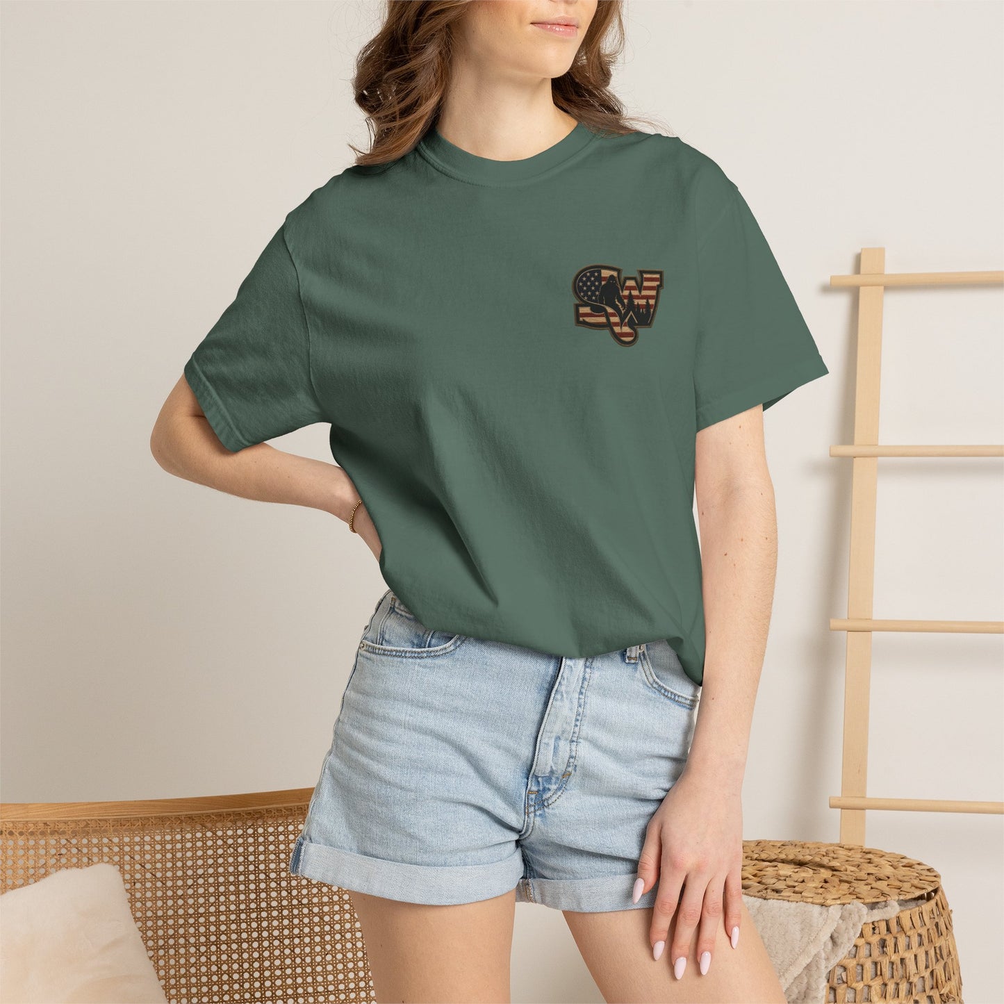 Patriotic Bigfoot Flag T-Shirt — American Sasquatch Graphic Tee
