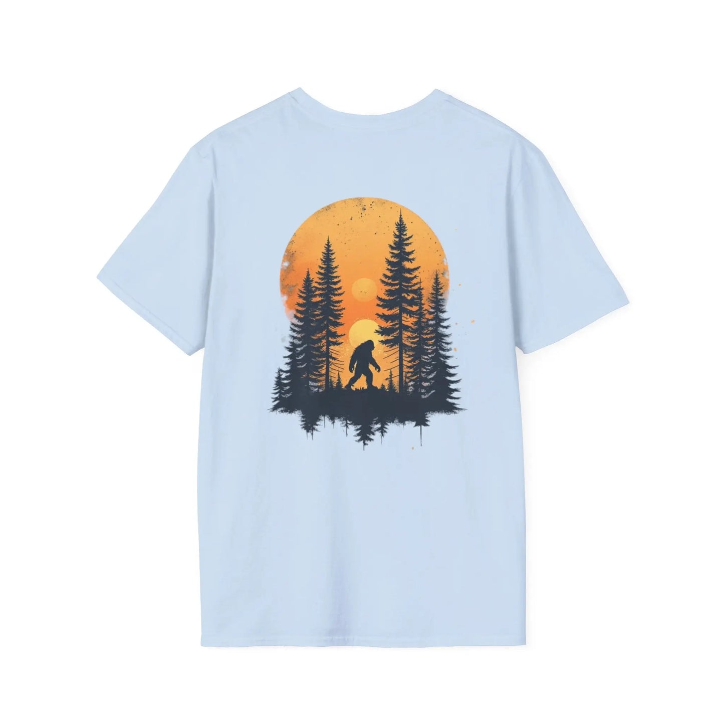 Bigfoot Sunset T-Shirt — Sasquatch Forest Graphic Tee Printify