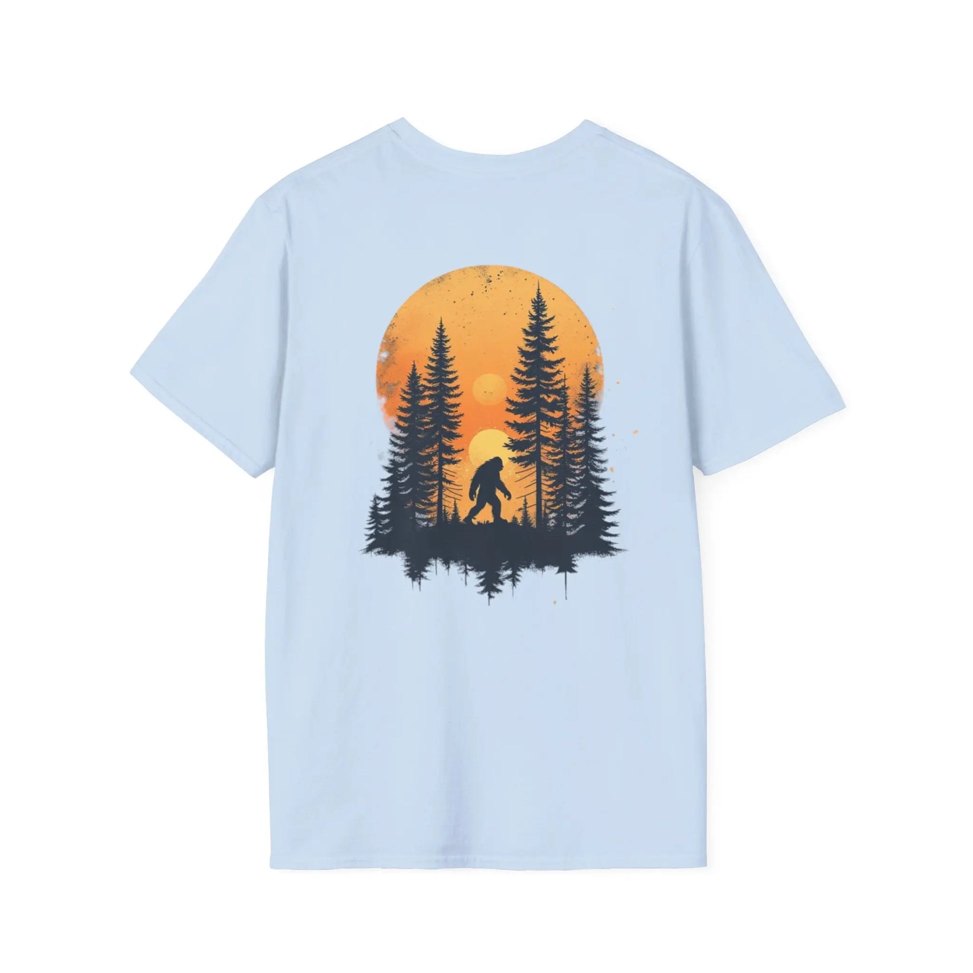 Bigfoot Sunset T-Shirt — Sasquatch Forest Graphic Tee Printify