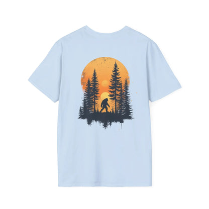 Bigfoot Sunset T-Shirt — Sasquatch Forest Graphic Tee Printify