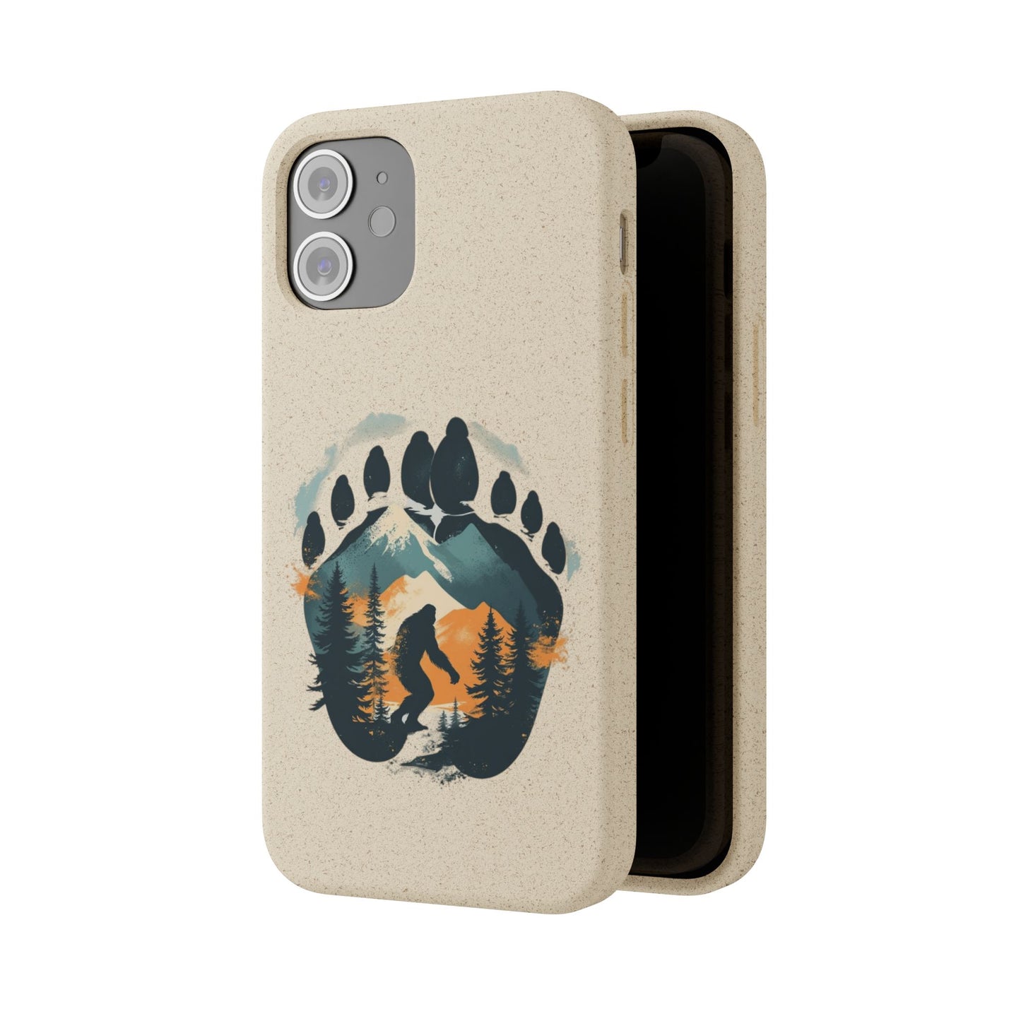 Bigfoot Print Phone Case – Compostable PLA & Bamboo Forest Design Printify