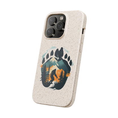 Bigfoot Print Phone Case – Compostable PLA & Bamboo Forest Design Printify