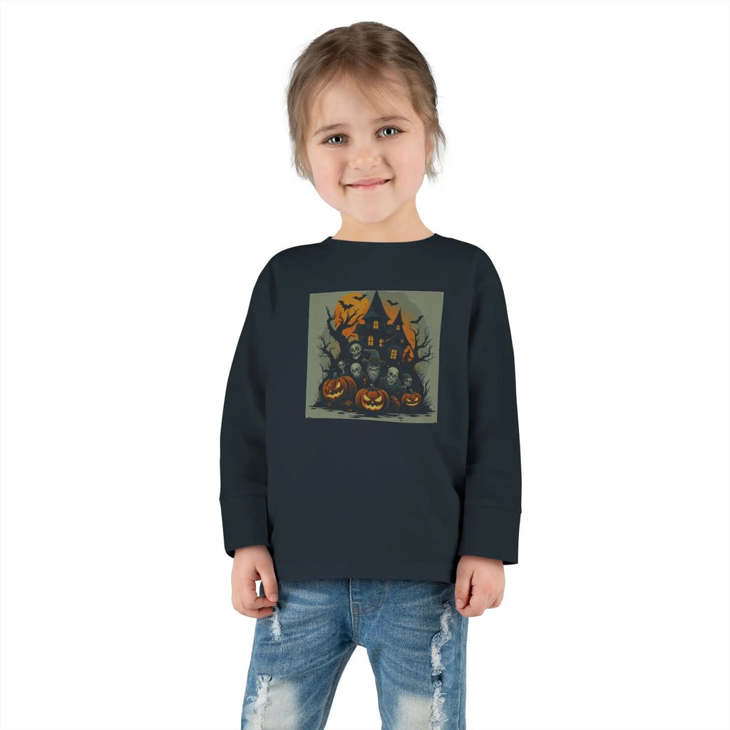 Toddler Halloween Long Sleeve Tee – Spooky Ghosts, Cute Pumpkin Shirt, Costume & Fall Outfit, Kids Party Wear Printify