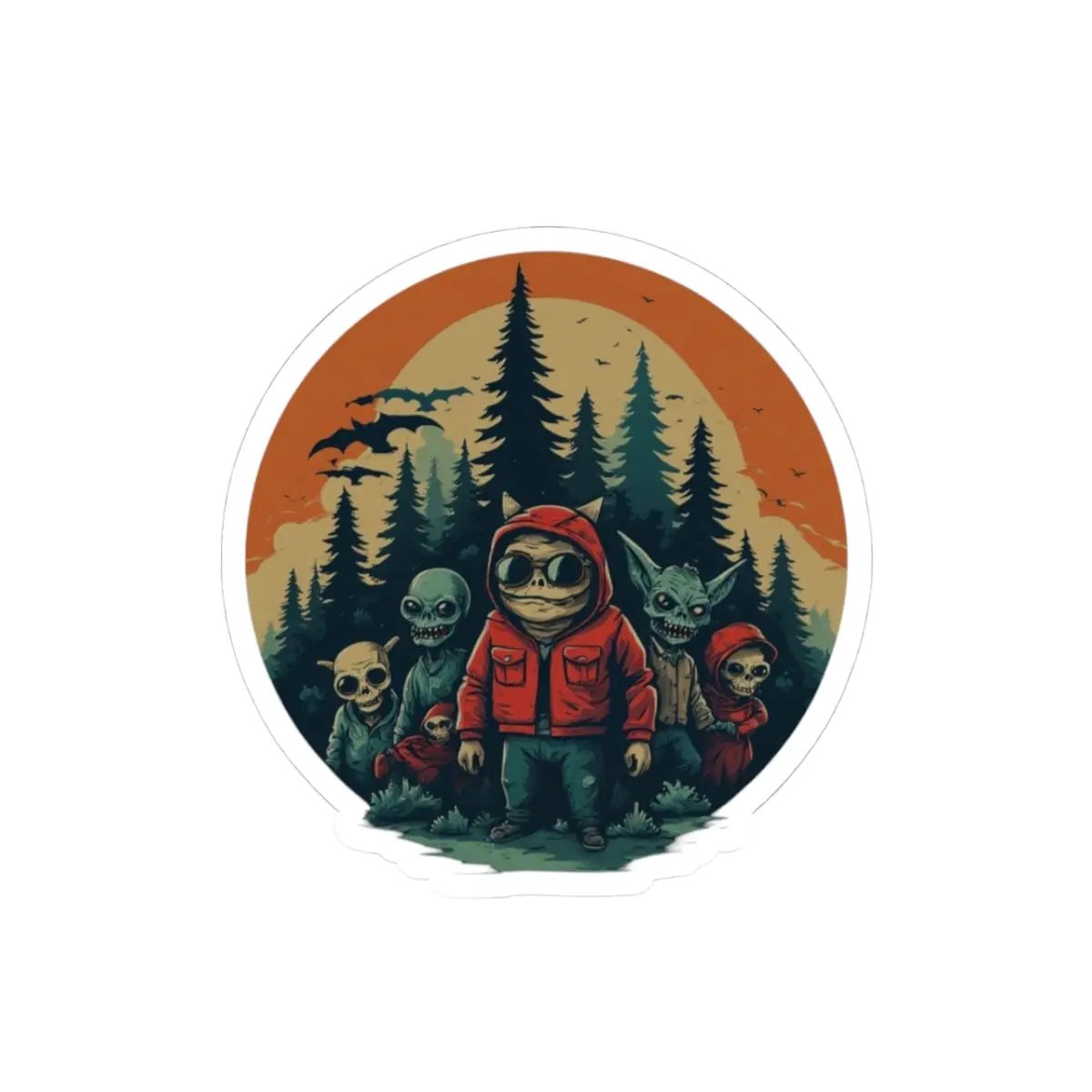 Spooky Adventure Kiss-Cut Stickers – Halloween Laptop, Journal & Window Stickers, Fun Gifts for Horror & Outdoor Lovers Printify