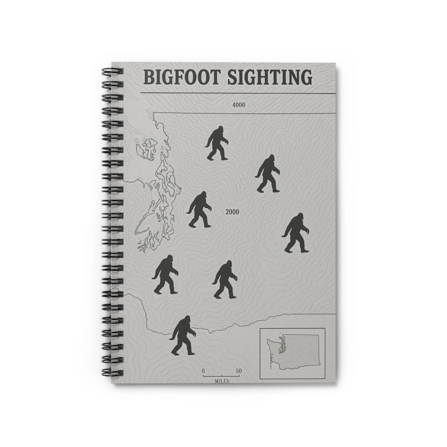 Washington Bigfoot Sightings Spiral Notebook — Ruled Journal for Cryptid Hunters & Outdoor Notes Printify
