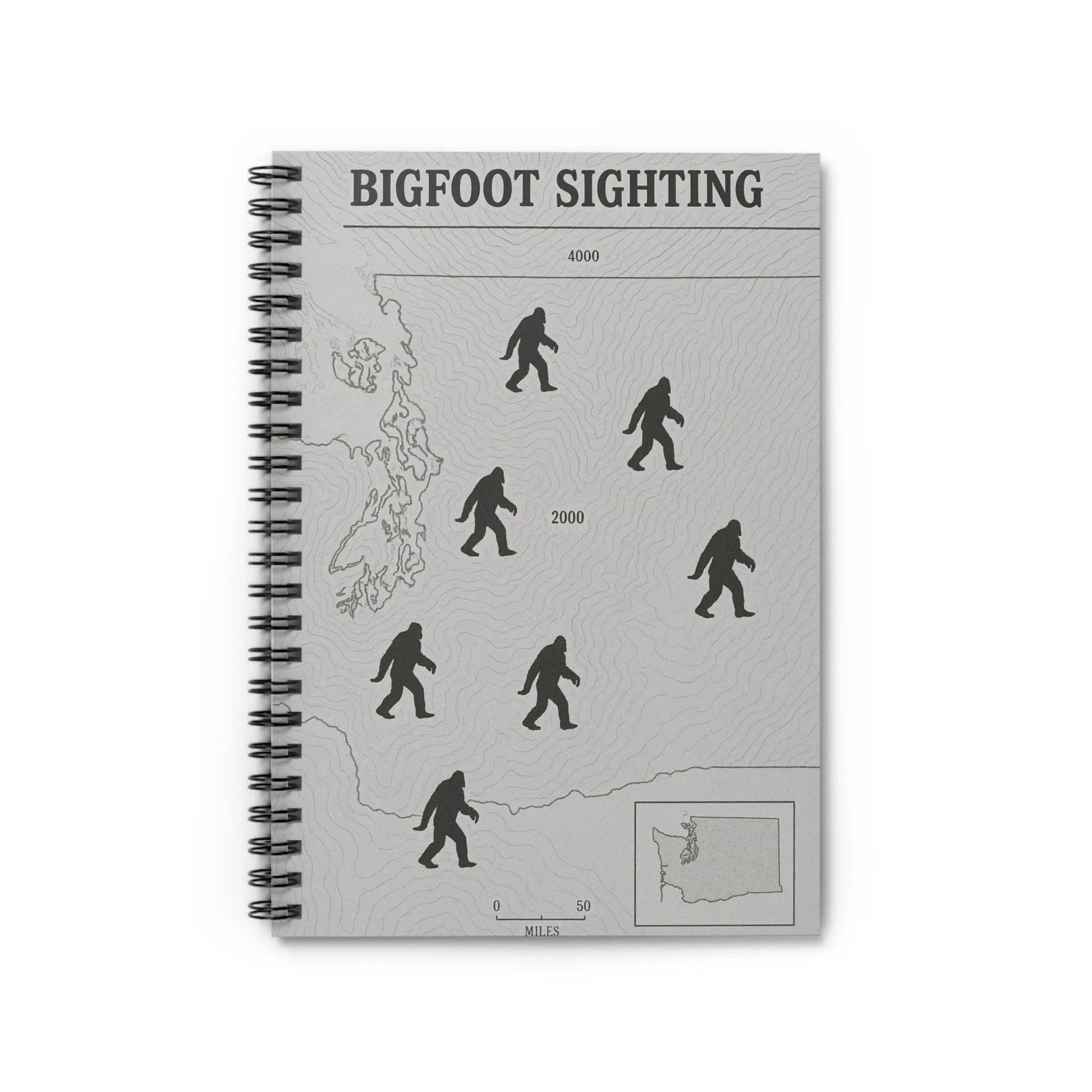 Washington Bigfoot Sightings Spiral Notebook — Ruled Journal for Cryptid Hunters & Outdoor Notes Printify