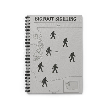 Washington Bigfoot Sightings Spiral Notebook — Ruled Journal for Cryptid Hunters & Outdoor Notes Printify