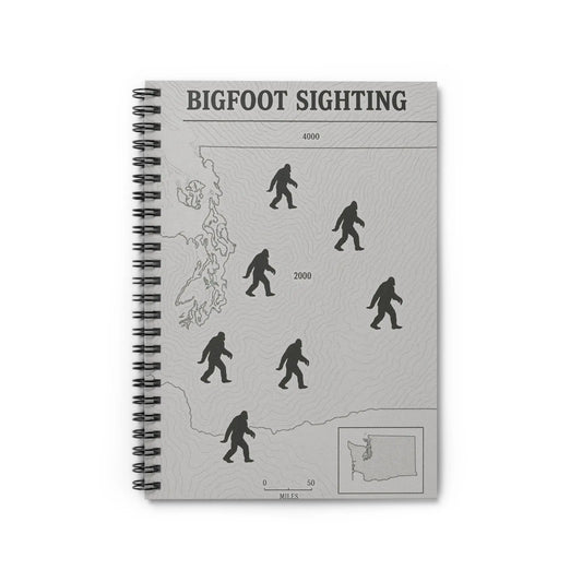 Washington Bigfoot Sightings Spiral Notebook — Ruled Journal for Cryptid Hunters & Outdoor Notes Printify